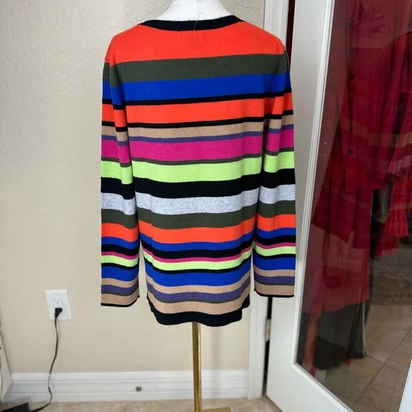 ￼Pure Amici NWT‎size medium mult color striped crewneck sweater